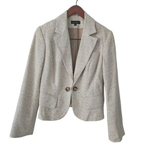 Holt Renfrew Cream/Brown Tweed Blazer Size 8